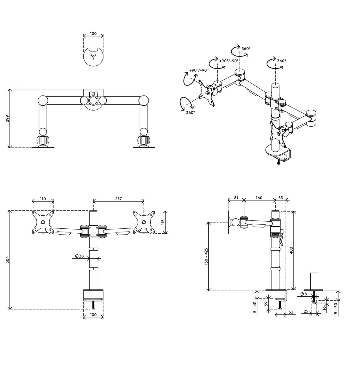 Dataflex Viewmate Monitor Arm - Desk | 52.632 - Image 8