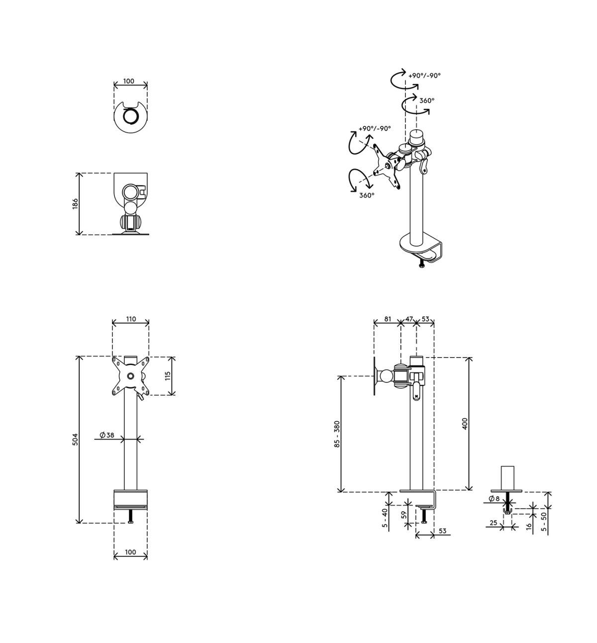 Dataflex Viewmate Monitor Arm - Desk | 52.652 - Image 7