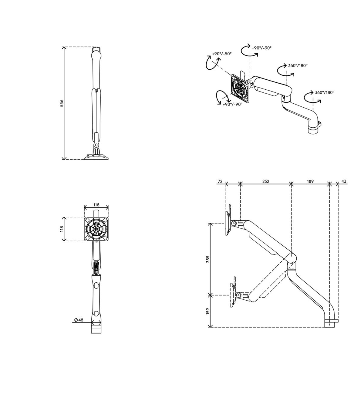 Dataflex Viewprime Plus Single Monitor Arm – Desk | 65.11 - Image 4