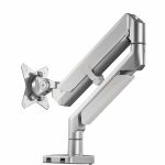 W&E GU70-series Premiums Gas Spring 17″-32″ LCD Single Monitor Arm w/ Quick-release VESA, 90° Rotation Stop, USB3 Ports | Silver