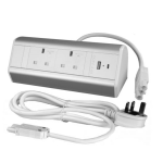 DP14S2UACW PBlock Desk Power 2-Fused Sockets, USB A+C, 2m Start Lead
